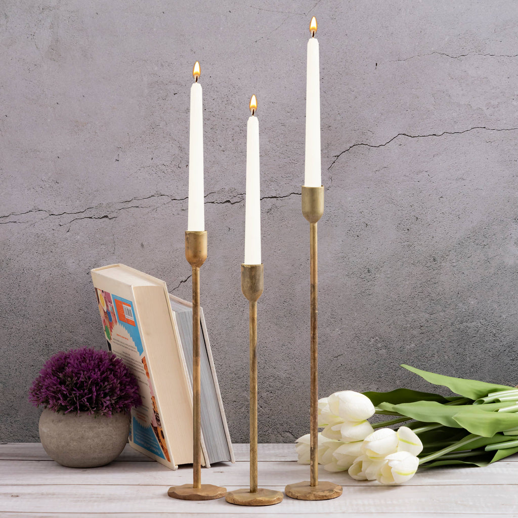 Candle Holder H 10.25" x Dia 2.25" Old Brass