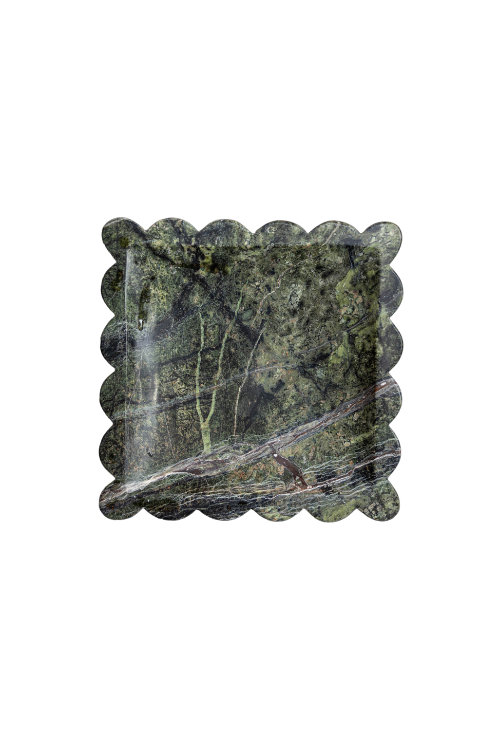 Emerald Scalloped Marble Tray