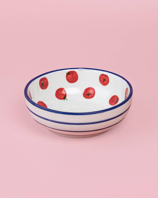Medium Ceramic Grater Plate - Red & Blue