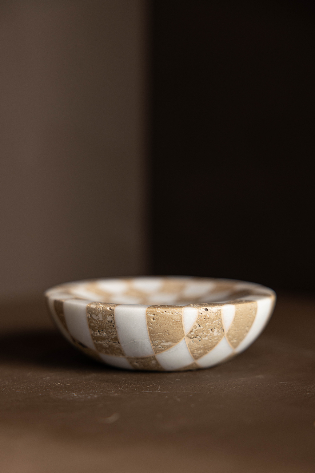 Checkered Travertine Dish
