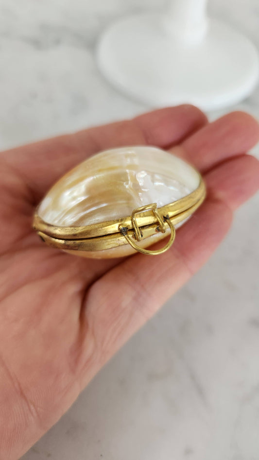 Mini Gold Mother of Pearl Trinket Pill Box, Coin Purse