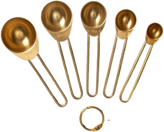 Gold Colored Stainless Steel Measuring Spoons – 5 Pcs Set