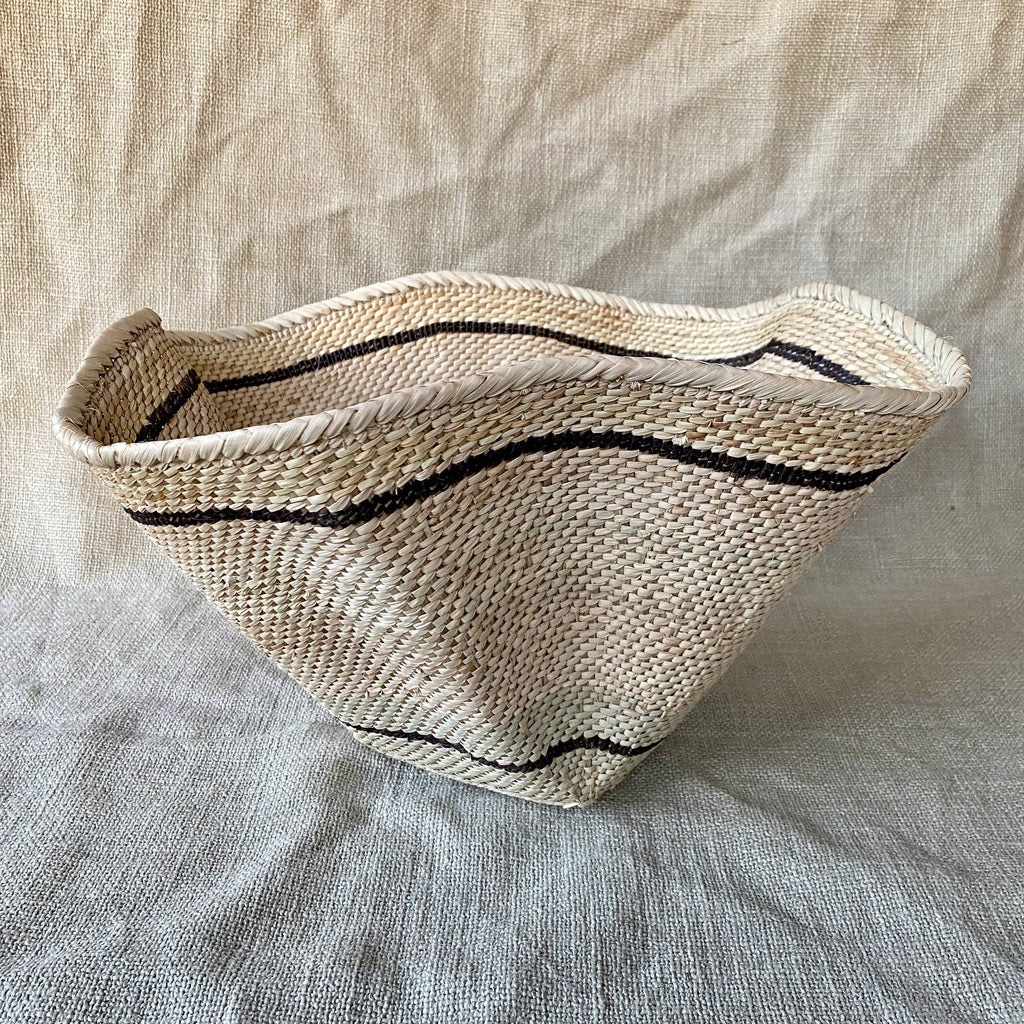 Striped and Waved Palm Leaf Dancing Basket