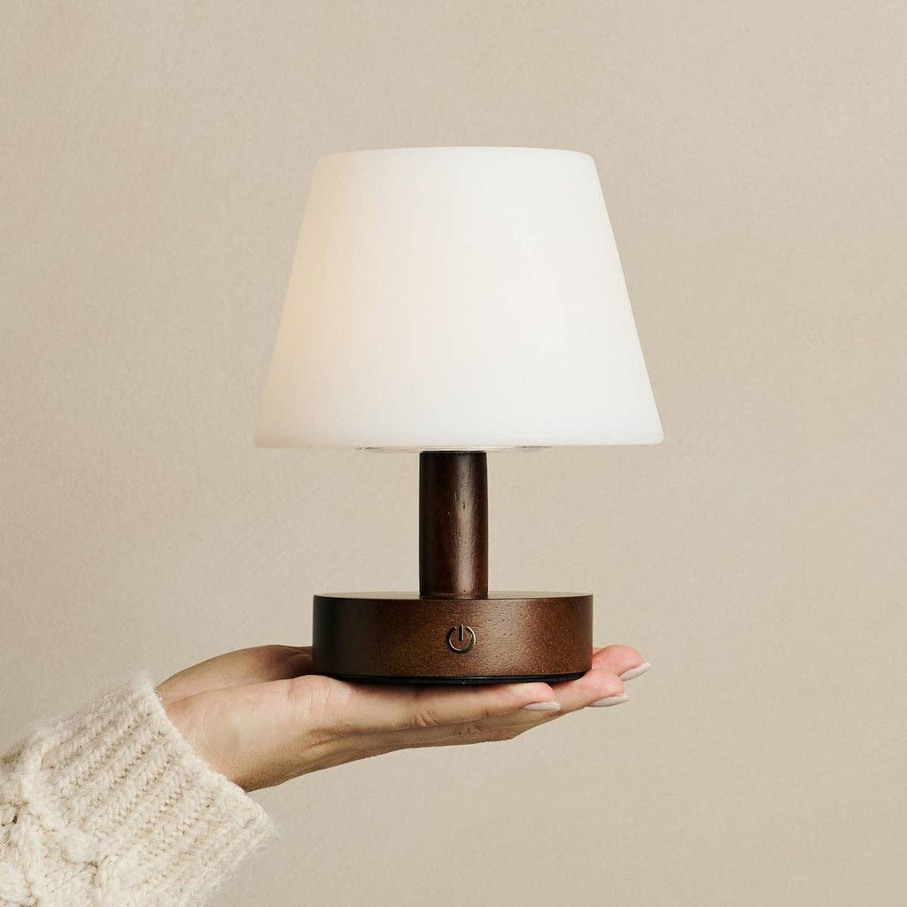 Teddy Dark Brown Wooden Rechargeable Table Lamp | Dimmable & Cordless with 80 Hours Battery Life