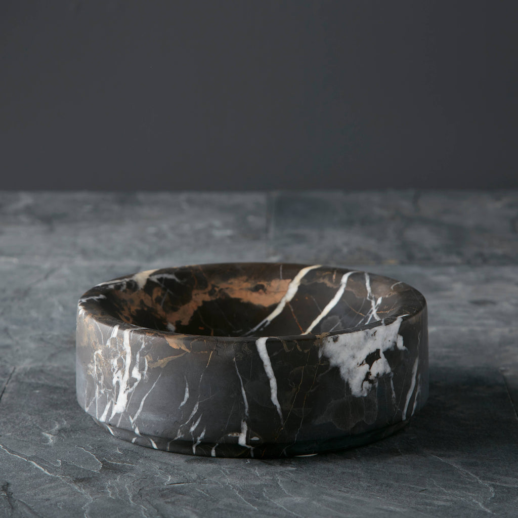 Platanus Collection Black & Gold Marble 8" Honed Finish