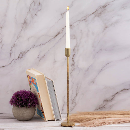 Candle Holder H 10.25" x Dia 2.25" Old Brass