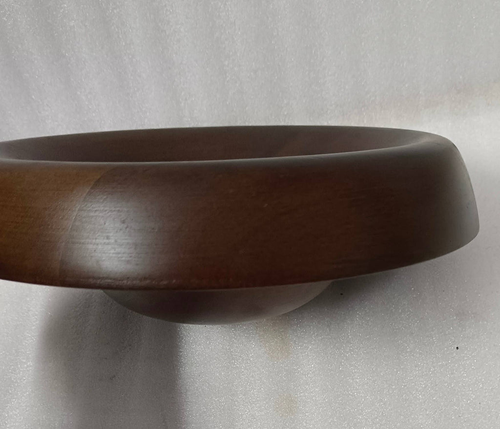 Sm Round Turned Serving Bowl Dark Walnut Dia 9.84"