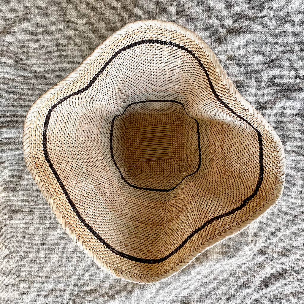 Striped and Waved Palm Leaf Dancing Basket