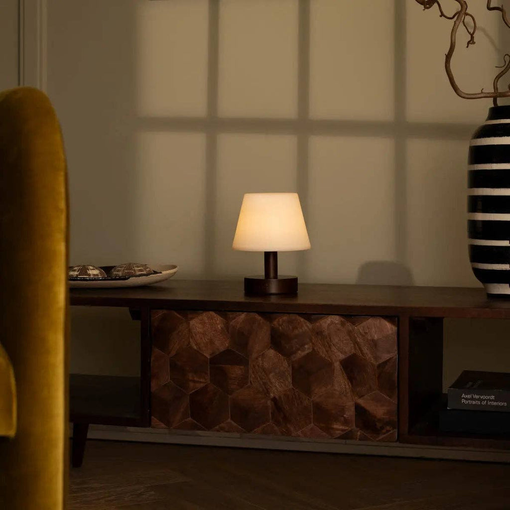 Teddy Dark Brown Wooden Rechargeable Table Lamp | Dimmable & Cordless with 80 Hours Battery Life