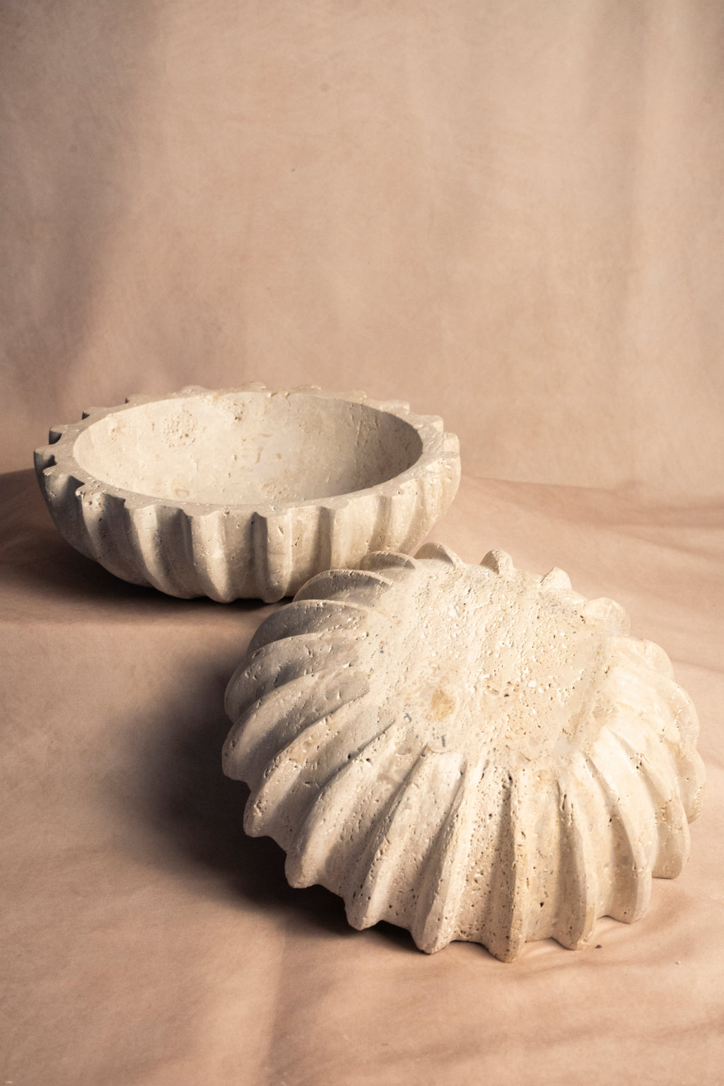 Outer Fluted Bowl - Travertine