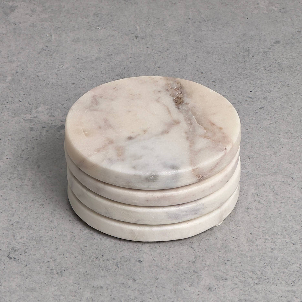 White Marble Round Coaster