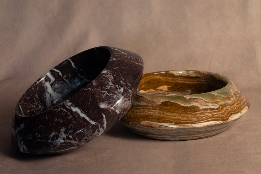 Angled Bowl Red Zebra - Marble