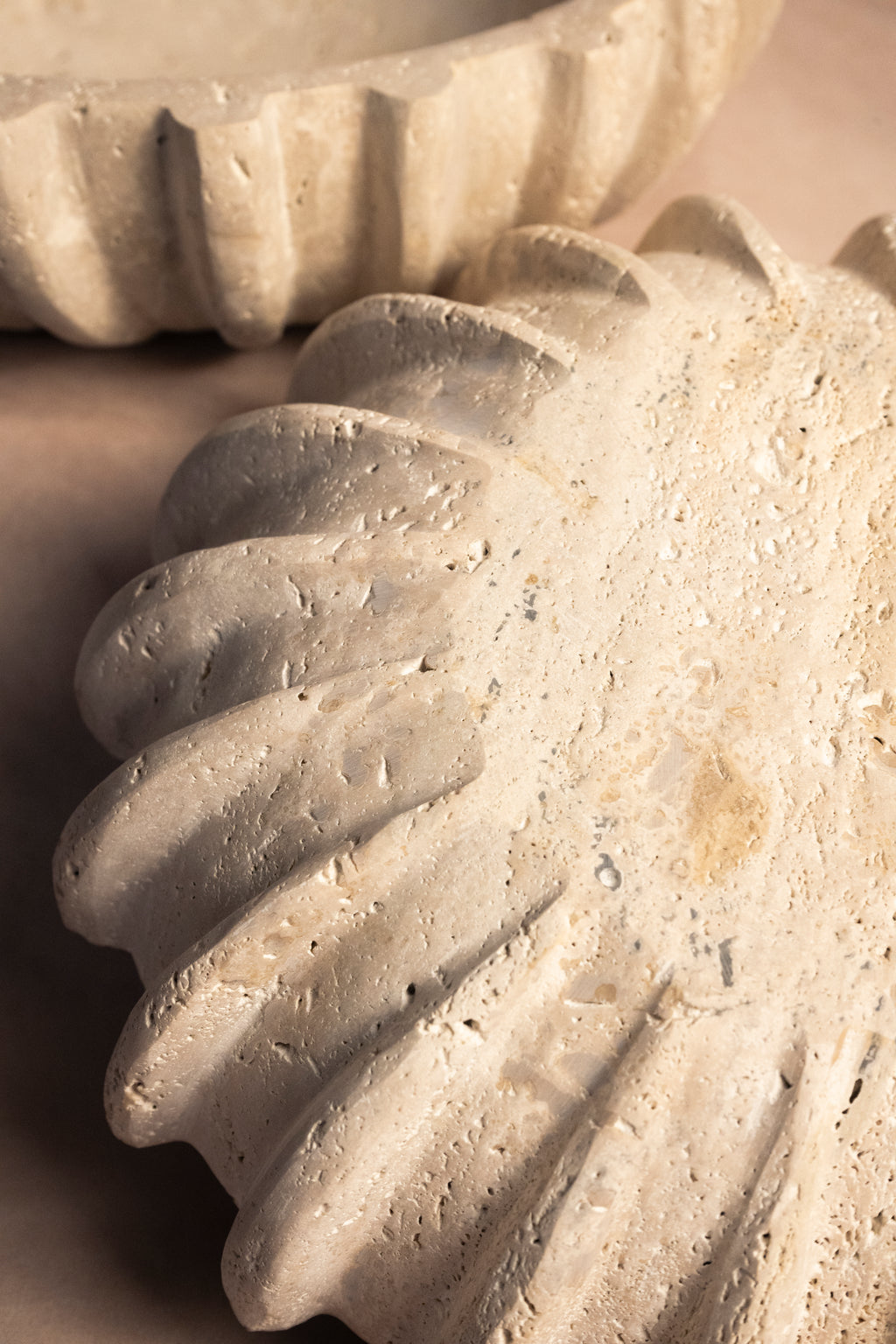 Outer Fluted Bowl - Travertine