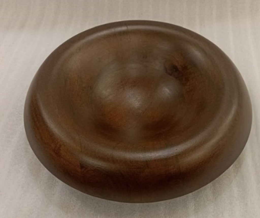 Lg Round Turned Serving Bowl Dark Walnut Dia 12"