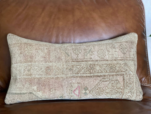 Pastel Vintage Persian Lumbar Rug Pillow - Asli