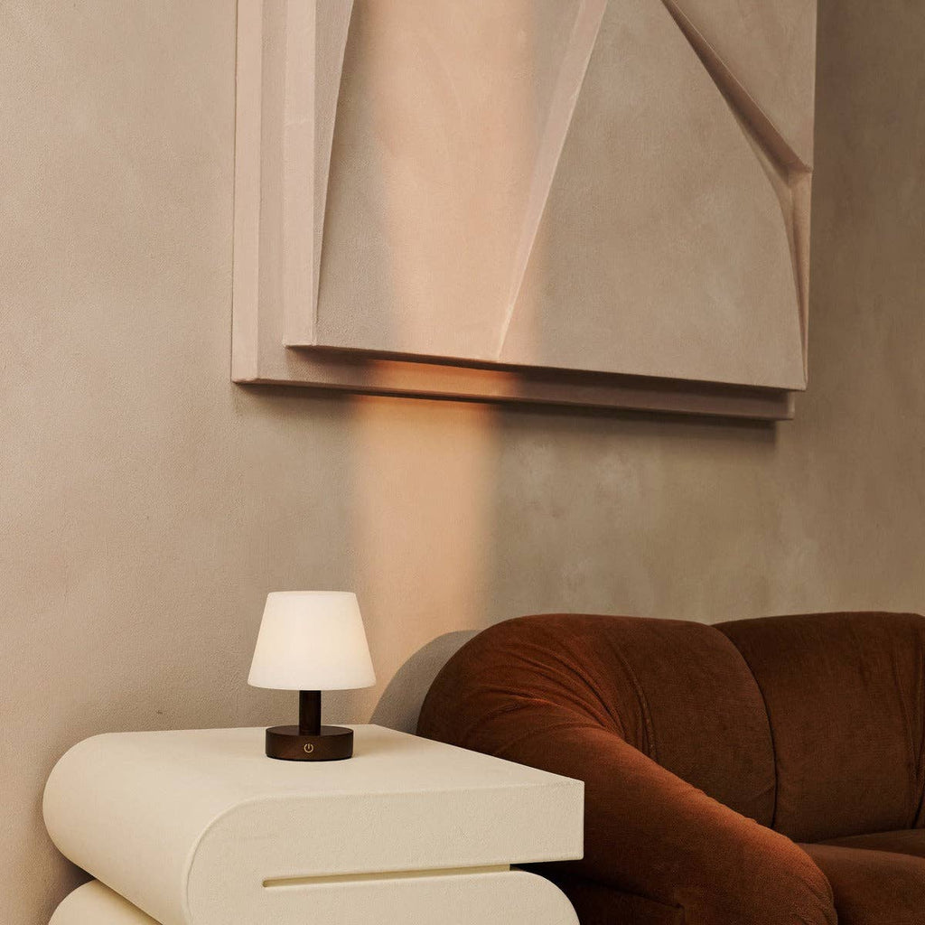 Teddy Dark Brown Wooden Rechargeable Table Lamp | Dimmable & Cordless with 80 Hours Battery Life