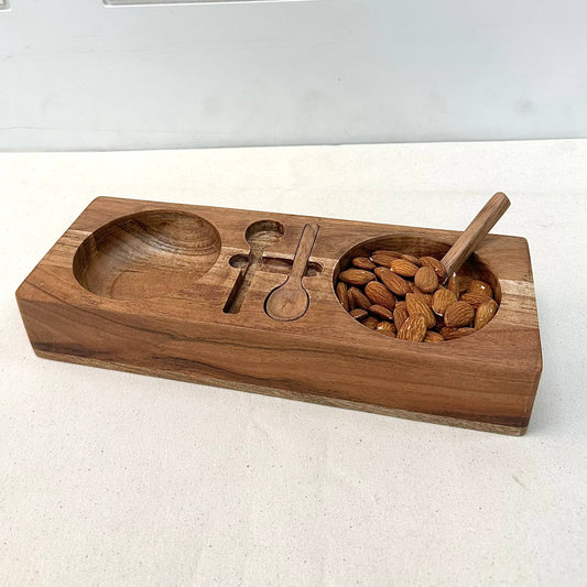 EcoServe Wooden Tray with Spoons