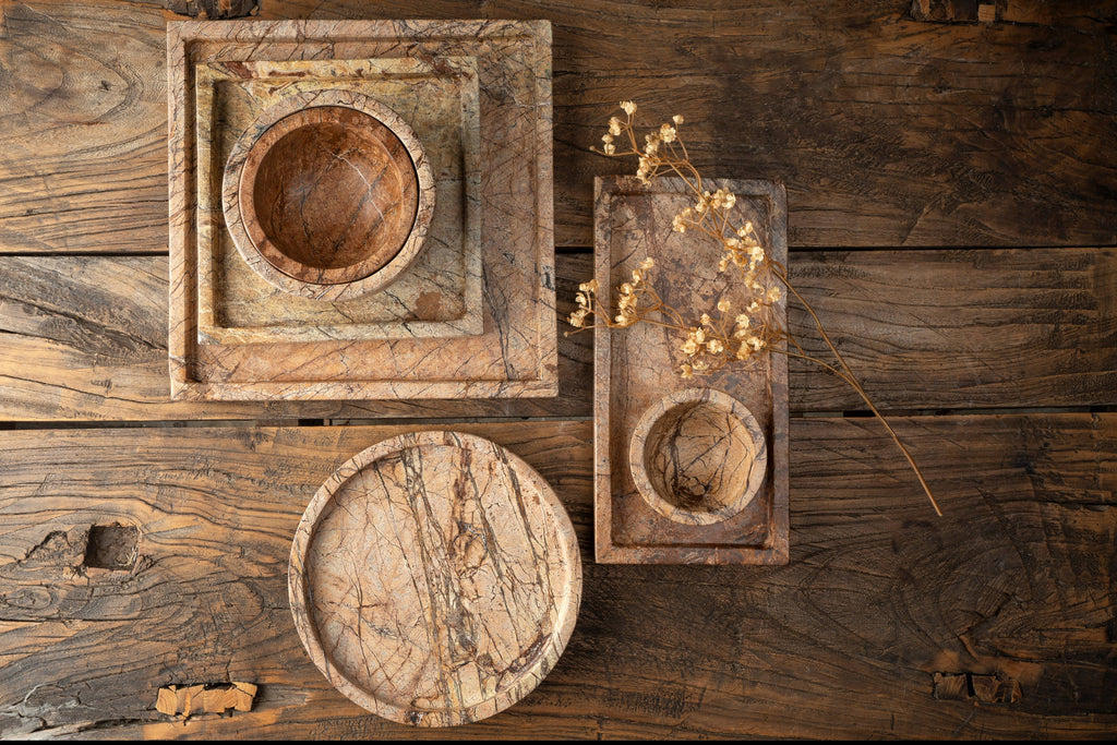 Square Rainforest Marble Tray S