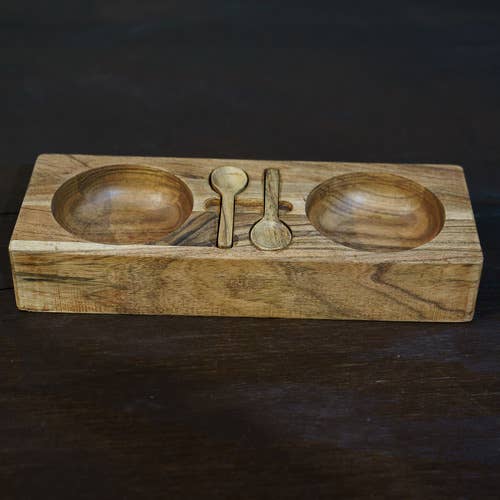 EcoServe Wooden Tray with Spoons