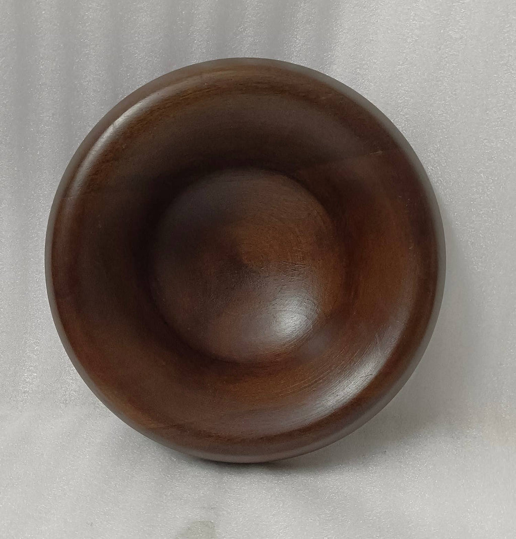 Sm Round Turned Serving Bowl Dark Walnut Dia 9.84"