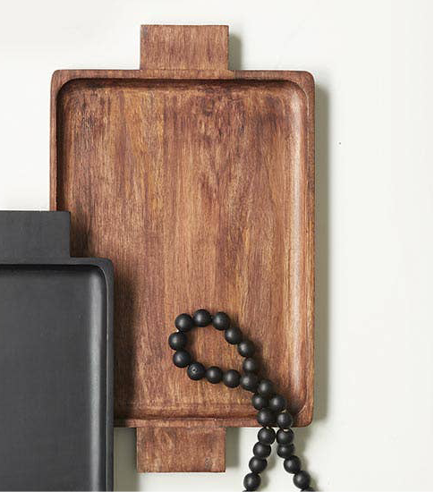 Natural Mango Wood Serving Tray With Handles - Small