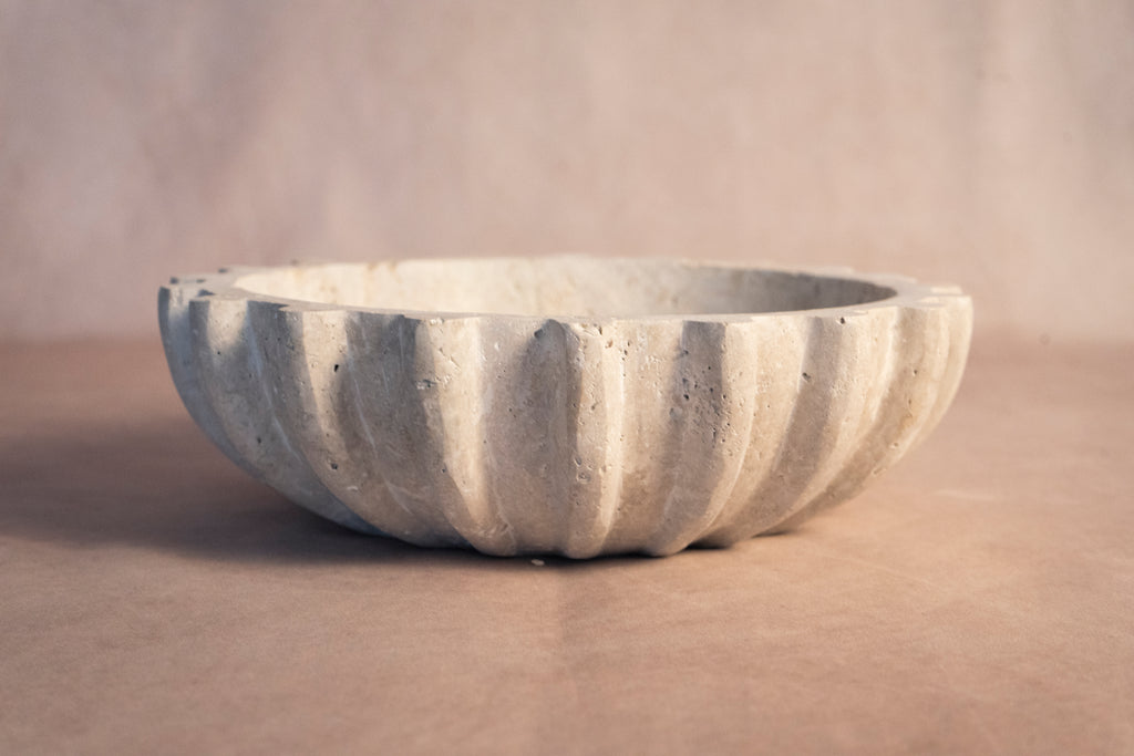 Outer Fluted Bowl - Travertine