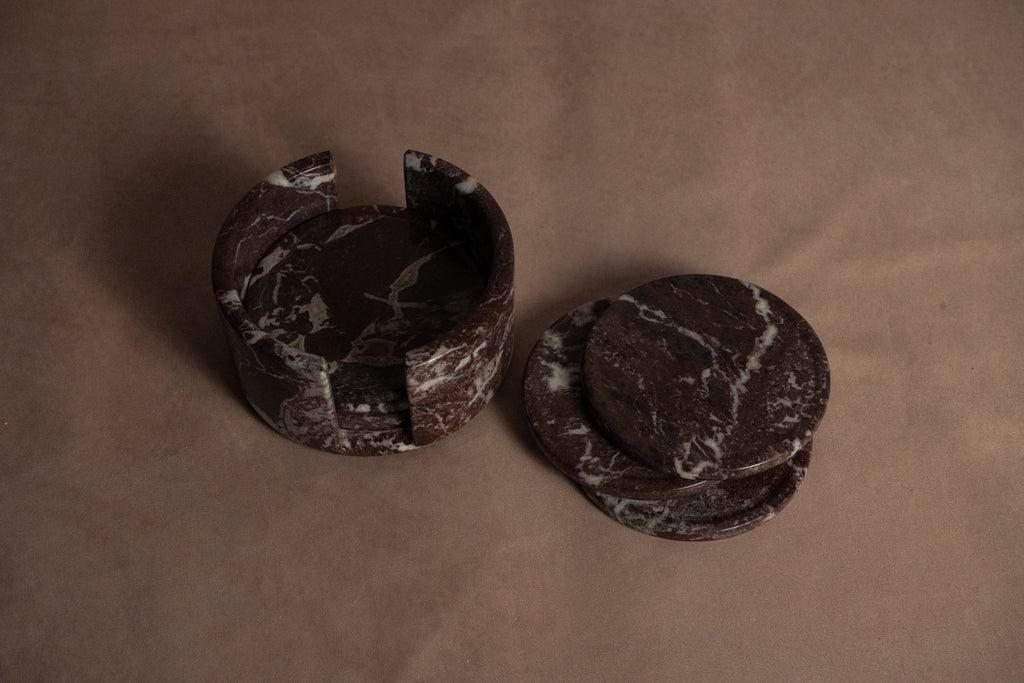 Coaster Set - Red Zebra - Marble