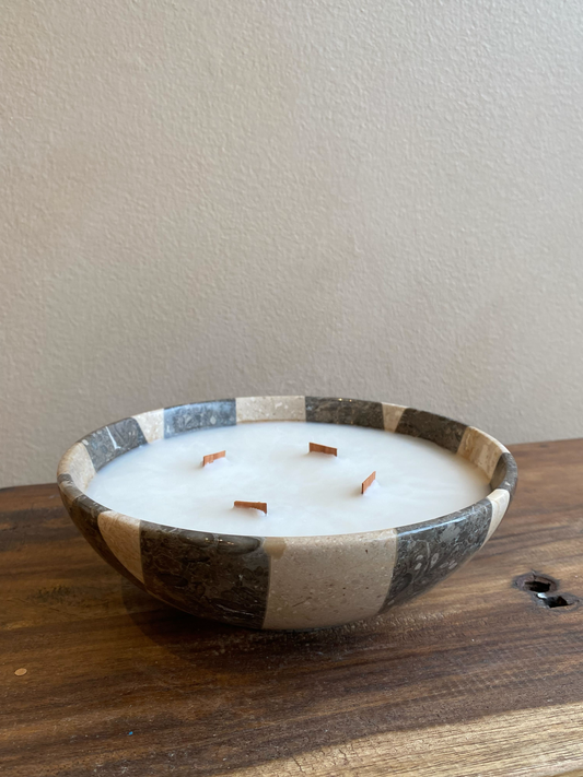 Checkered Bowl Candle - Moonlight - 18oz