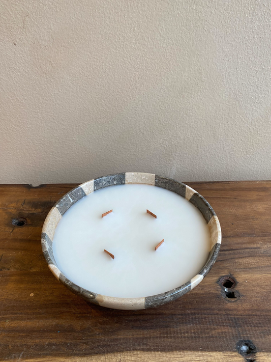 Checkered Bowl Candle - Moonlight - 18oz
