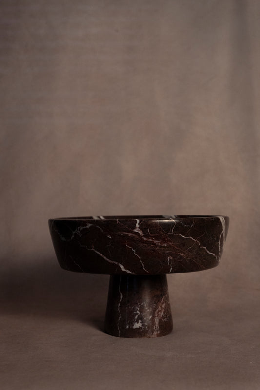 Bowl With Stand - Red Zebra Marble