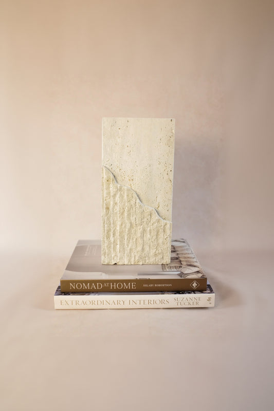 Raw-Cut Organic Vase - Rectangular - Travertine