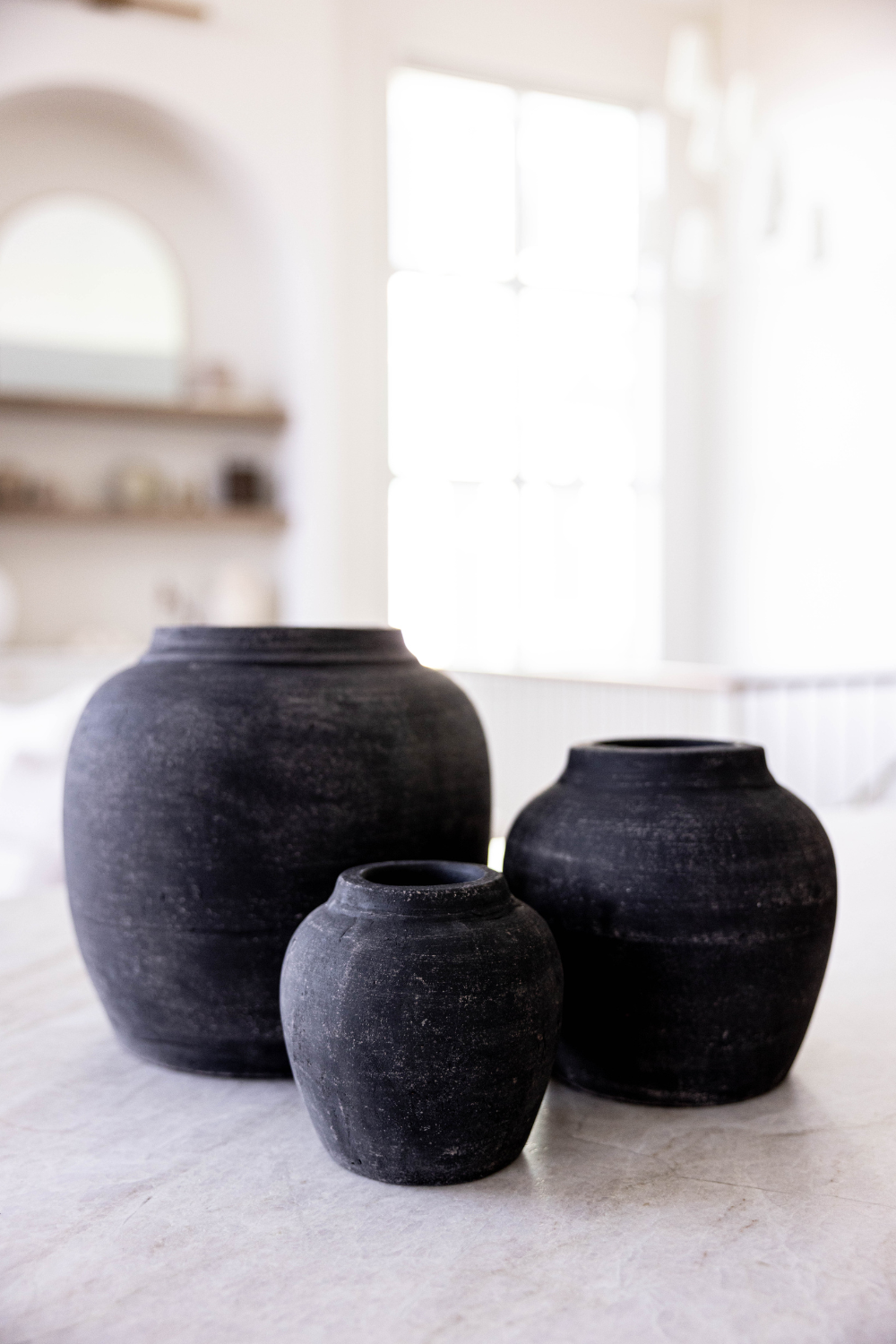 Leon Black Wash Round Vase Small