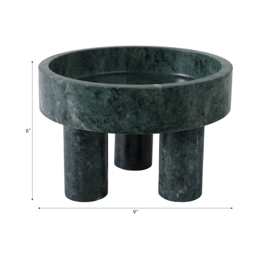 Decorative Bowl - Green Marble Modern Tripod Legs, 6 in.