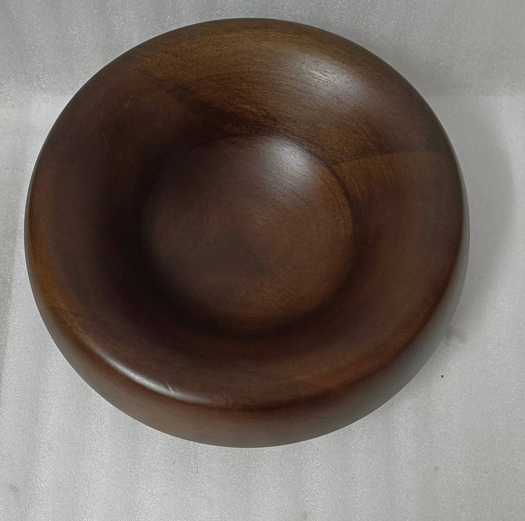 Sm Round Turned Serving Bowl Dark Walnut Dia 9.84"