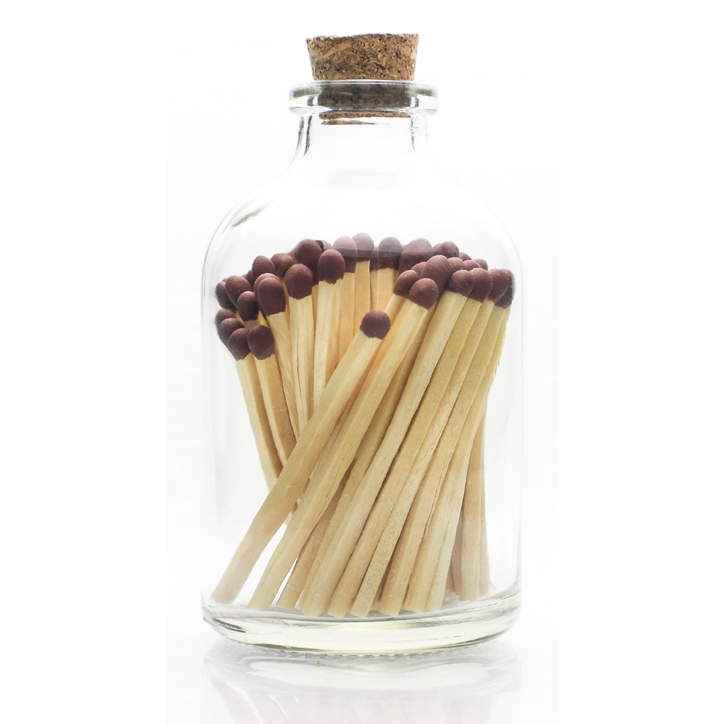 Mocha Brown - Small Safety Matches -Apothecary Glass Jar