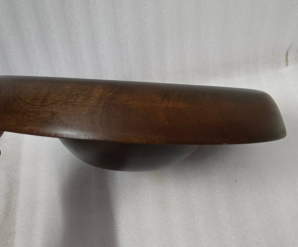 Lg Round Turned Serving Bowl Dark Walnut Dia 12"