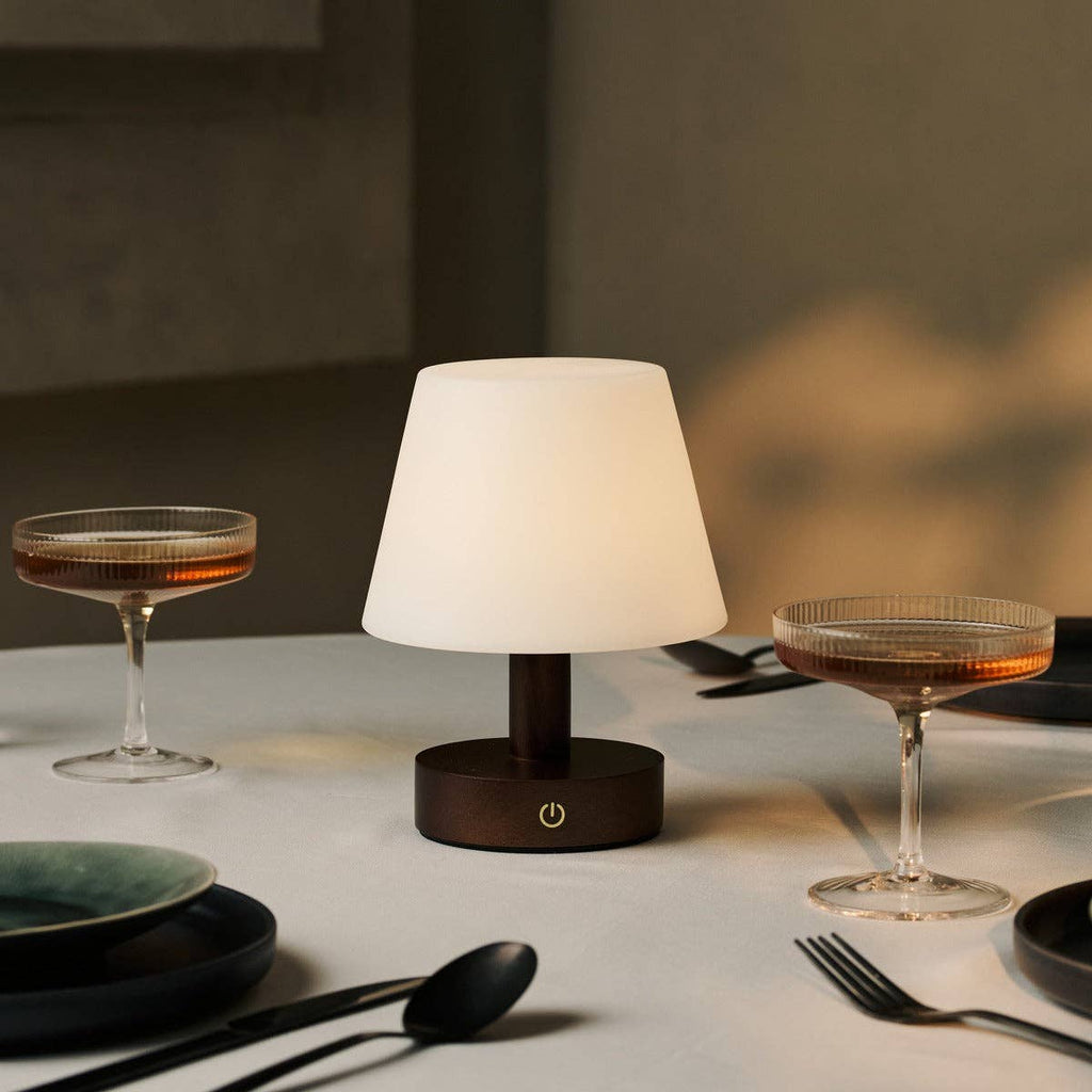 Teddy Dark Brown Wooden Rechargeable Table Lamp | Dimmable & Cordless with 80 Hours Battery Life
