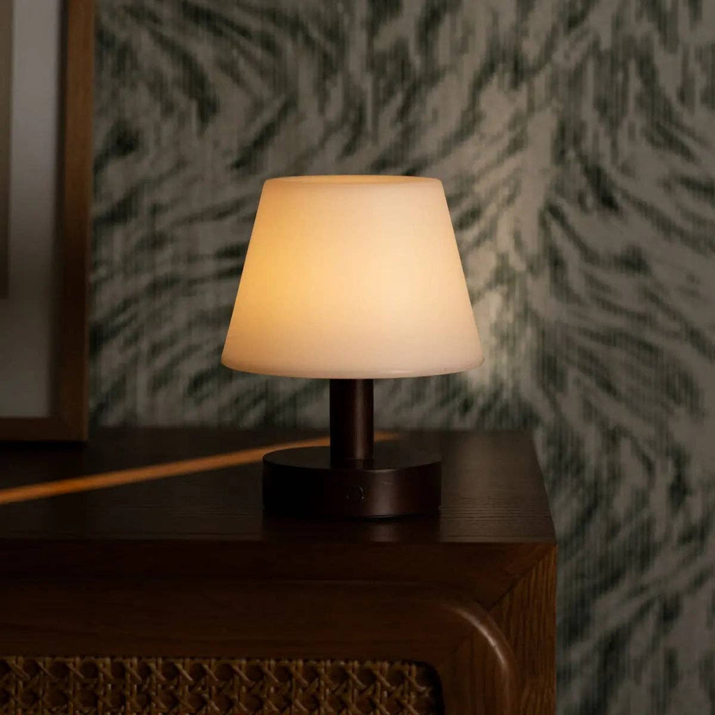 Teddy Dark Brown Wooden Rechargeable Table Lamp | Dimmable & Cordless with 80 Hours Battery Life
