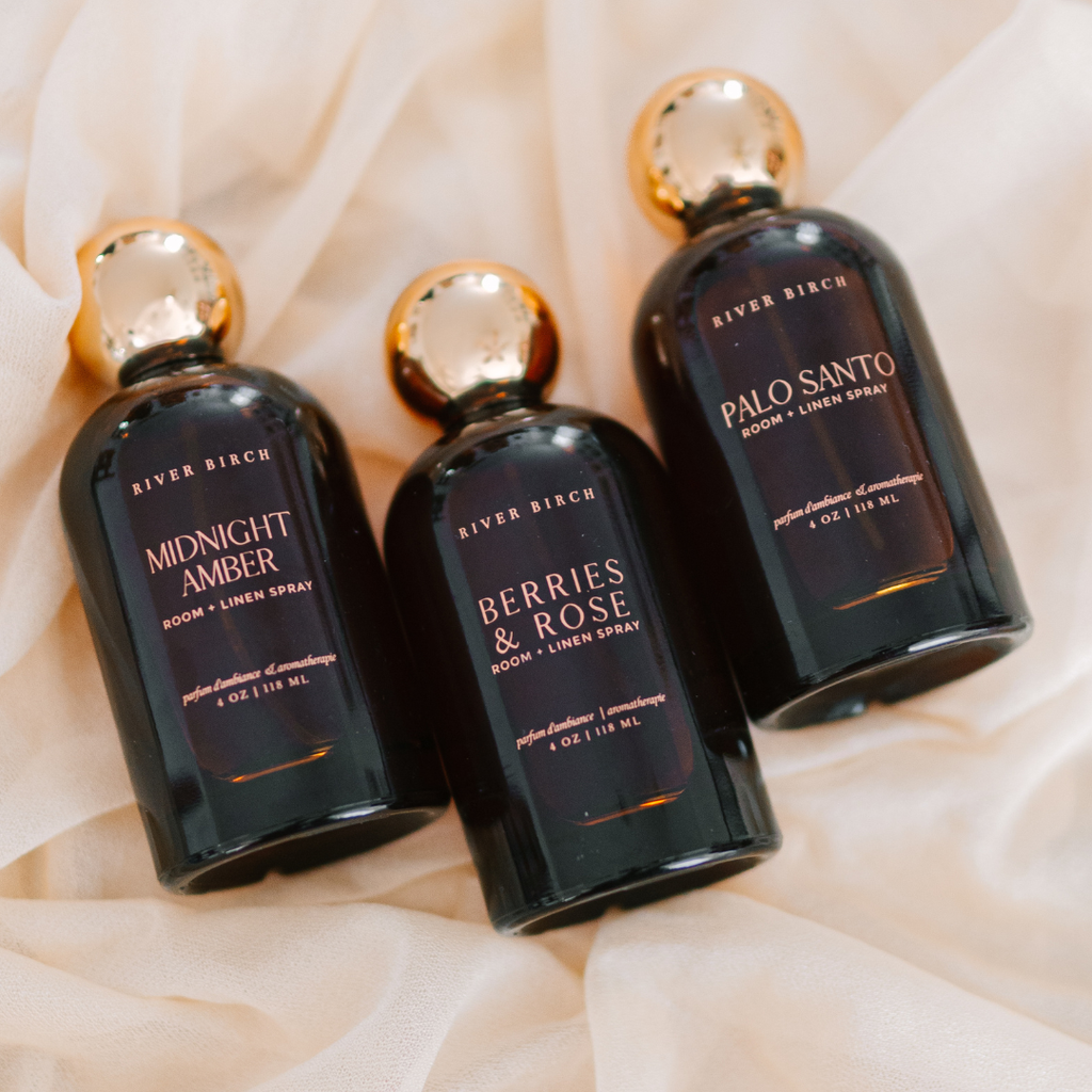 Midnight Amber- 4 oz Amber Glass Room+Linen Spray- Gold Top