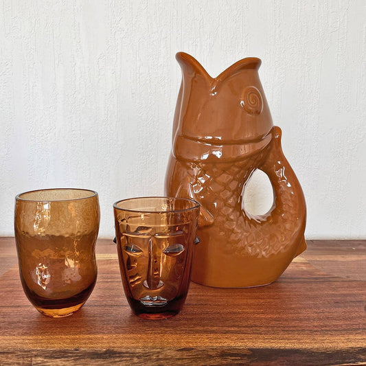 Amber Curved Drinking Glasses