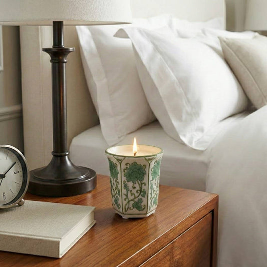 Lavender Verbena Green Ceramic Scented Candle