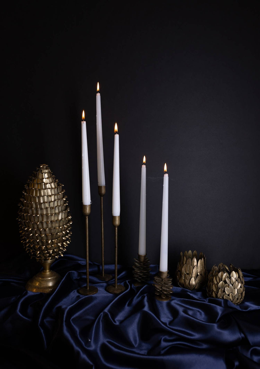 Candle Holder H 12" x Dia 2.25" Old Brass