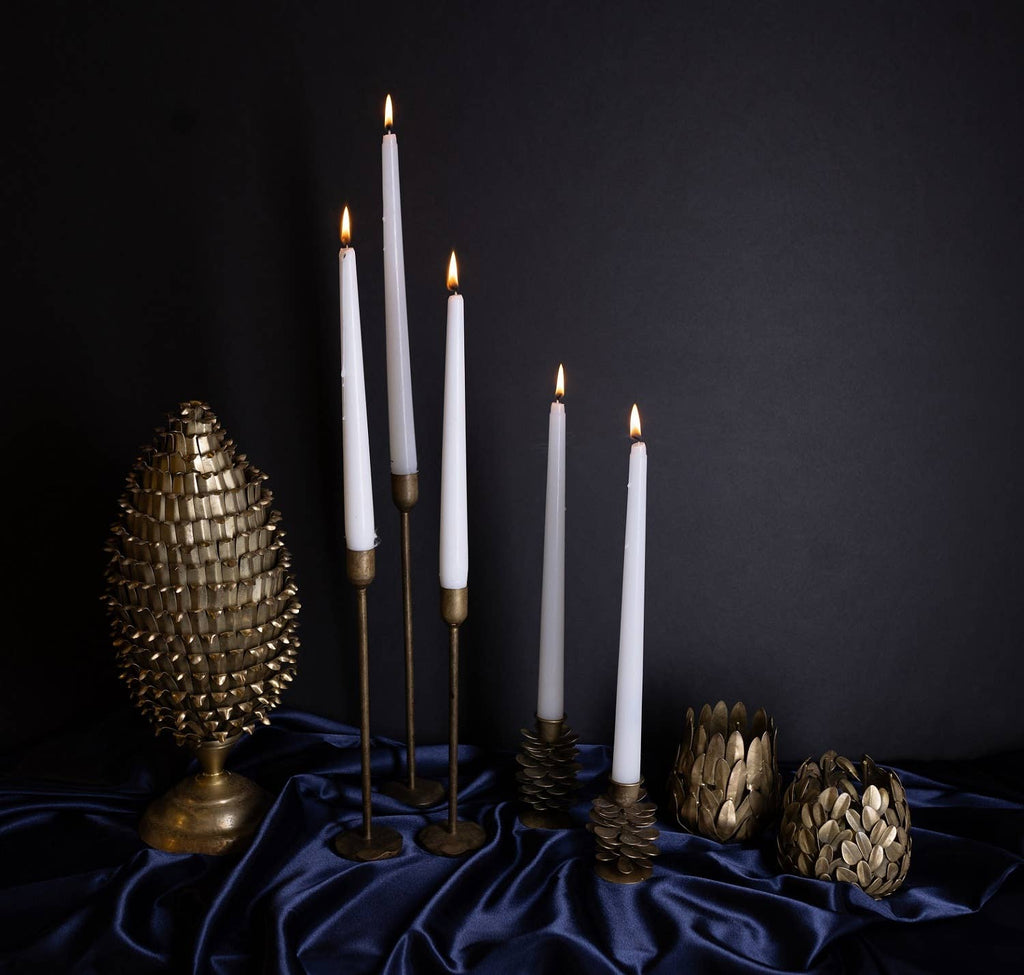 Candle Holder H 9" x Dia 2.25" Old Brass