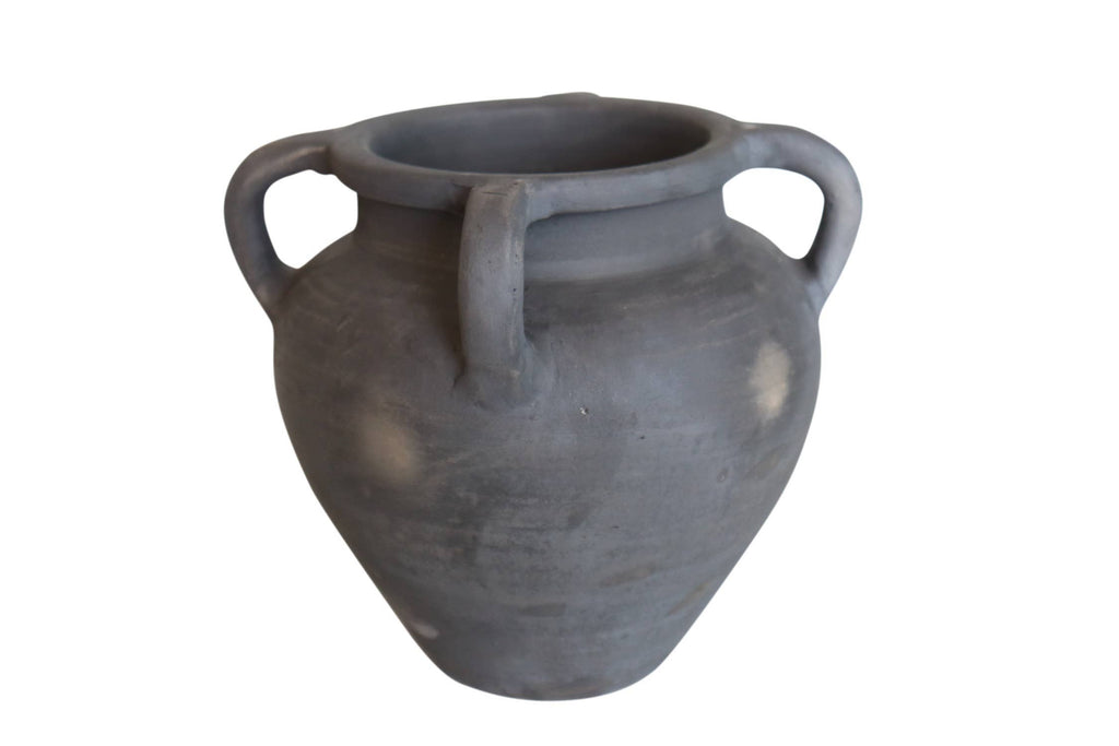 Indian Terracotta Vase Natural Black Dia 9.06"