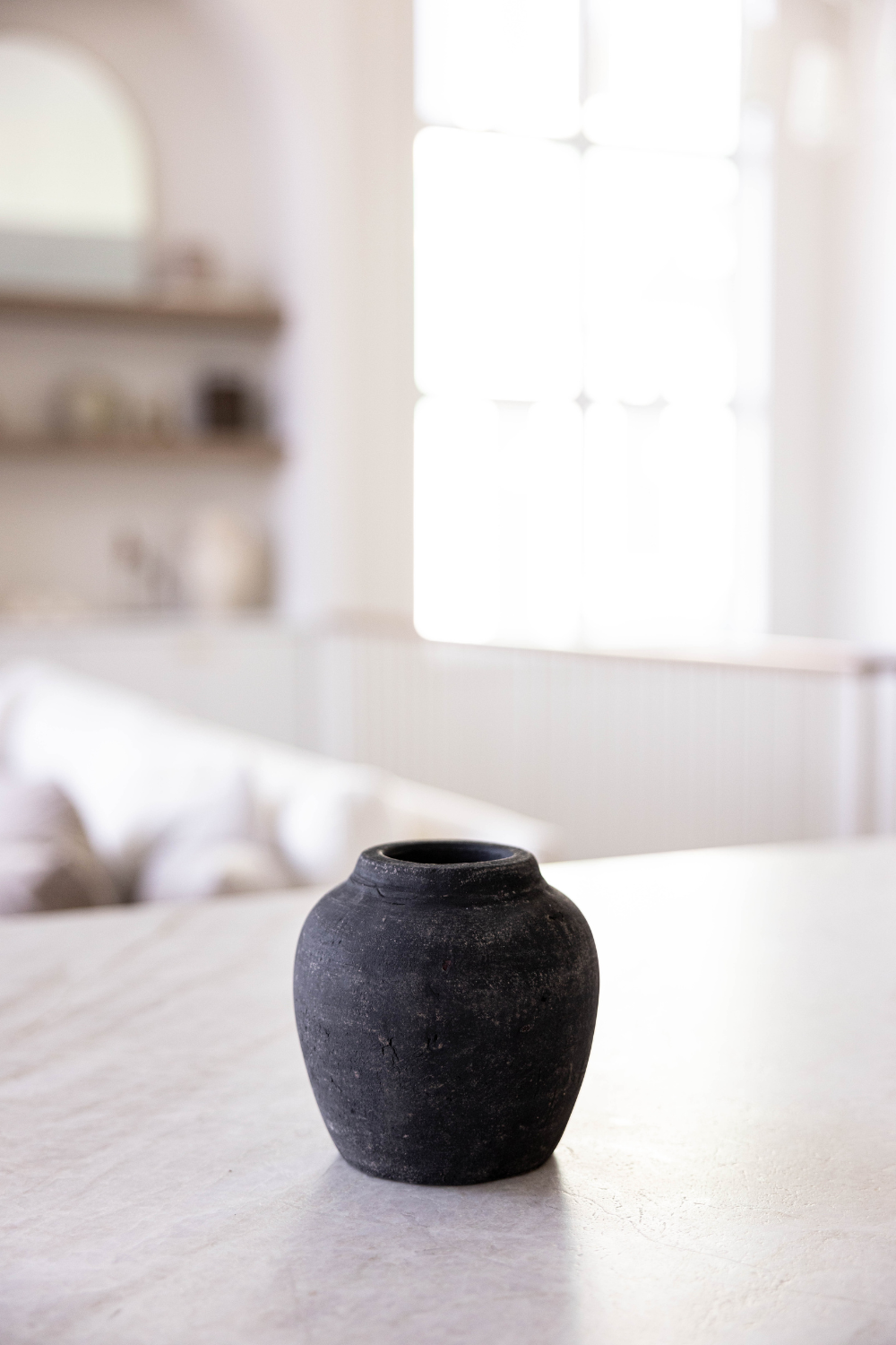 Leon Black Wash Round Vase Small