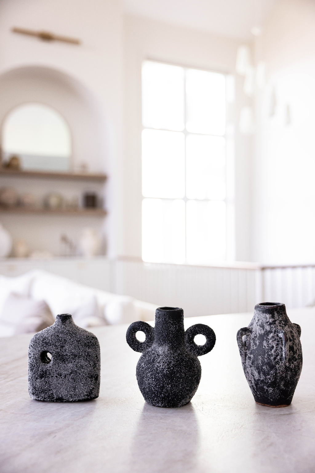 Thassos Four Handle Vase Black