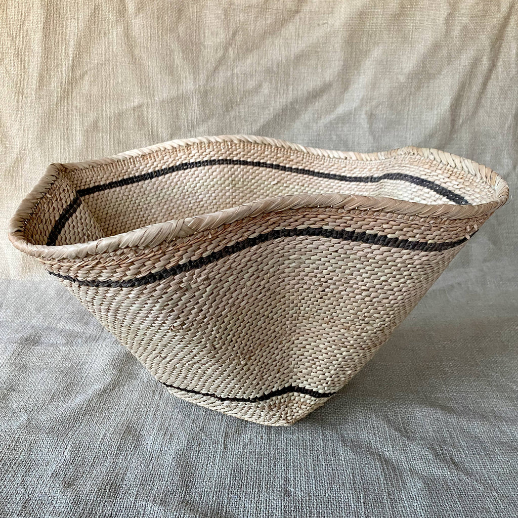 Striped and Waved Palm Leaf Dancing Basket