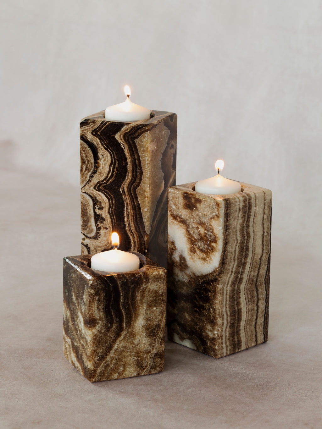 Chocolate Onyx Candle Holders