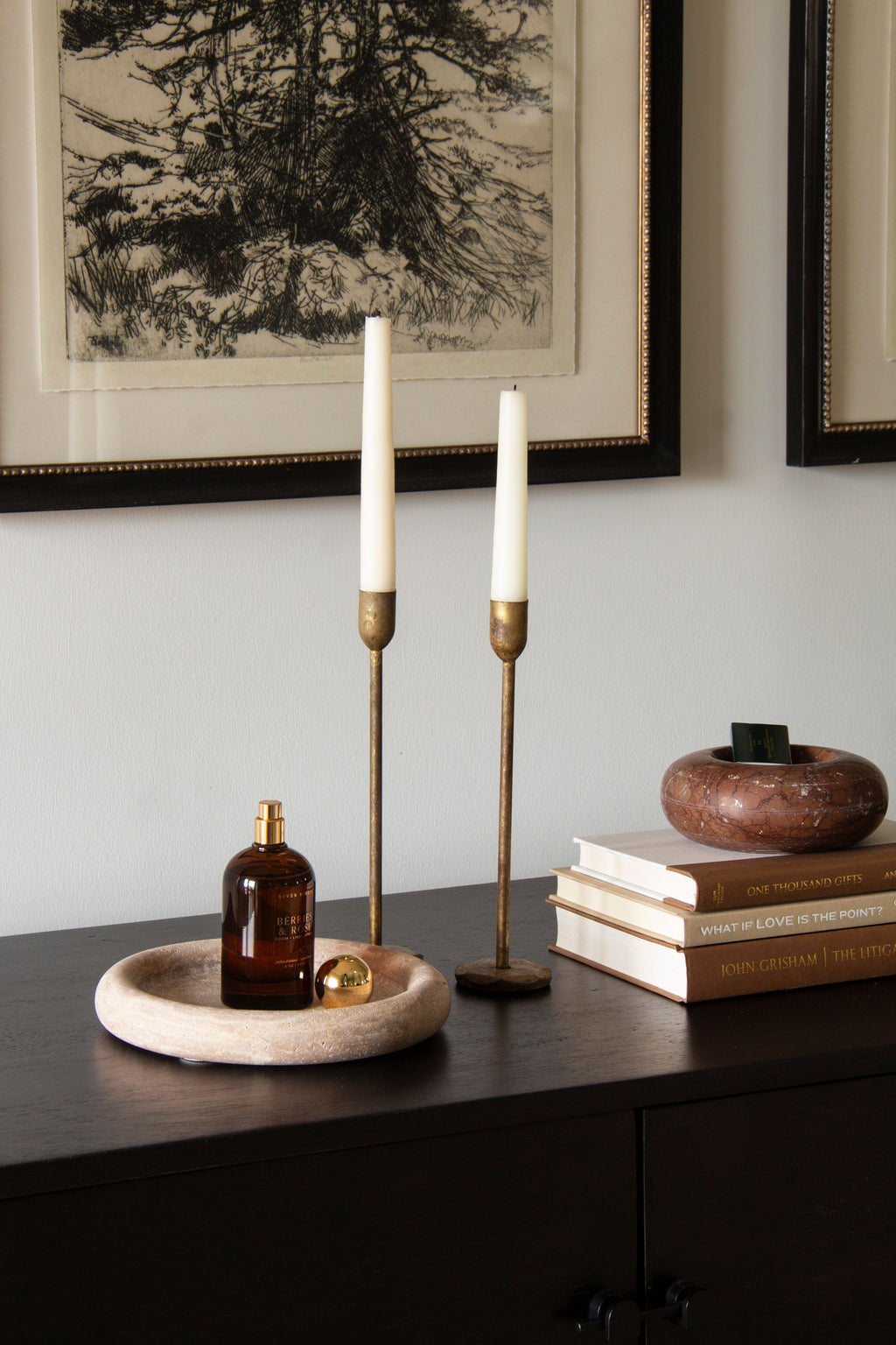Candle Holder H 12" x Dia 2.25" Old Brass