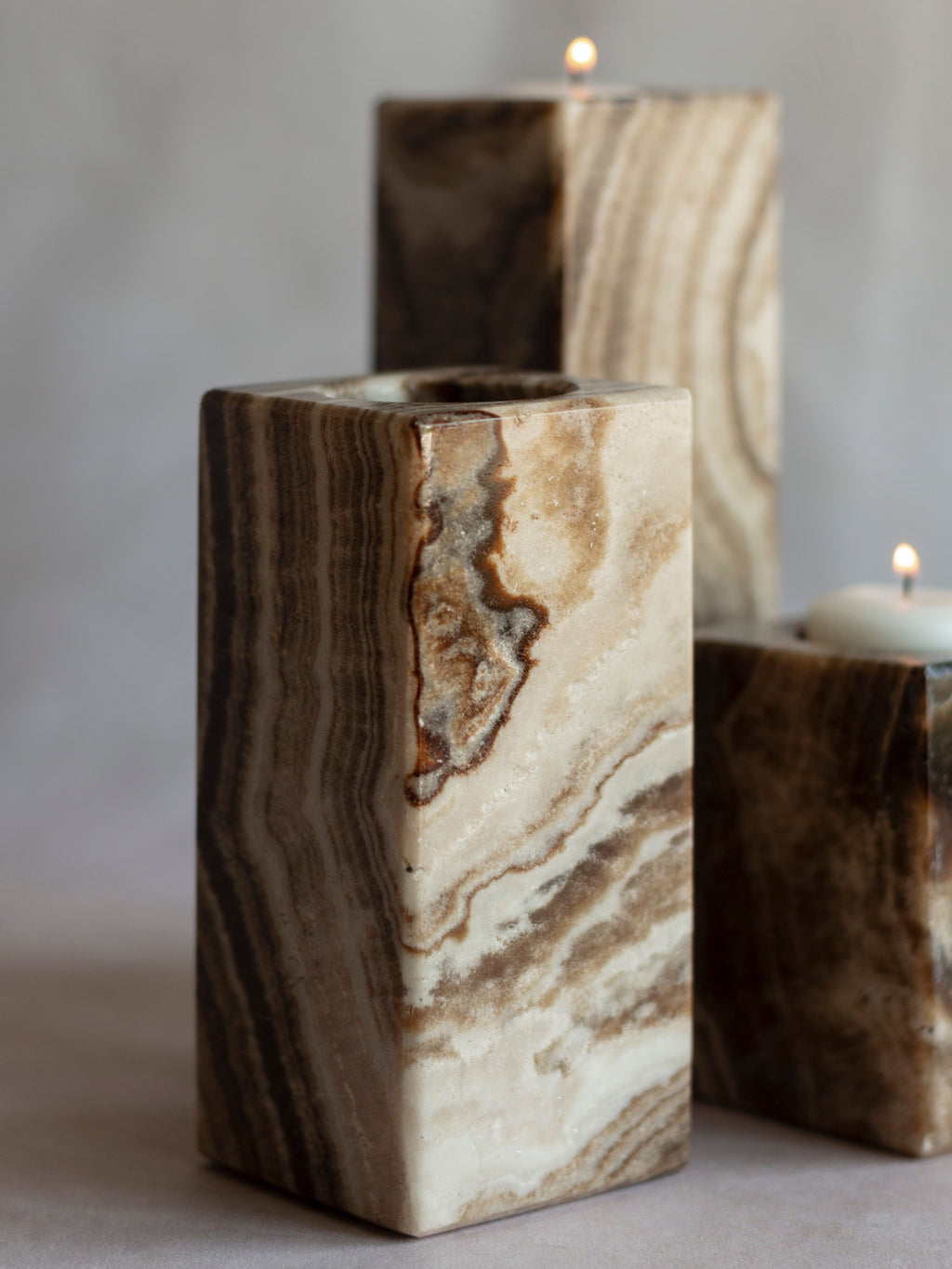 Chocolate Onyx Candle Holders